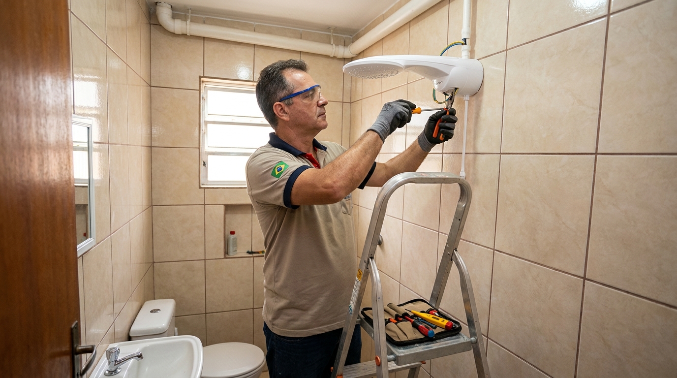 Substituição de Chuveiro Antigo no Centro, Catanduva‑SP